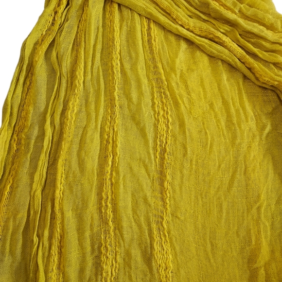 Bright yellow distressed textured woven boho scarf wrap lighweight statement - Picture 4 of 9